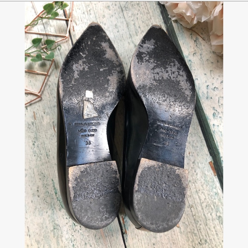 Nicholas Kirkwood 38 black loafer flats snake print leather pointed toe Womens - Picture 10 of 13